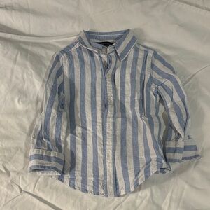 Janie and Jack Light Blue and White Striped Button Down Shirt